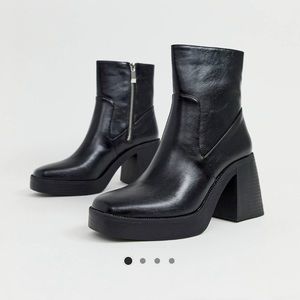RAID Black Chunky Ankle Boots